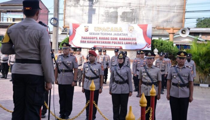 Kabag Ops, Kabag SDM, Kabag Log, Dan Kasat Reskrim Polres Langsa Dimutasi