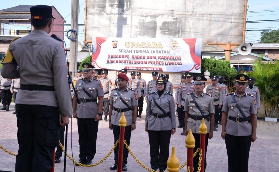 Kabag Ops, Kabag SDM, Kabag Log, Dan Kasat Reskrim Polres Langsa Dimutasi