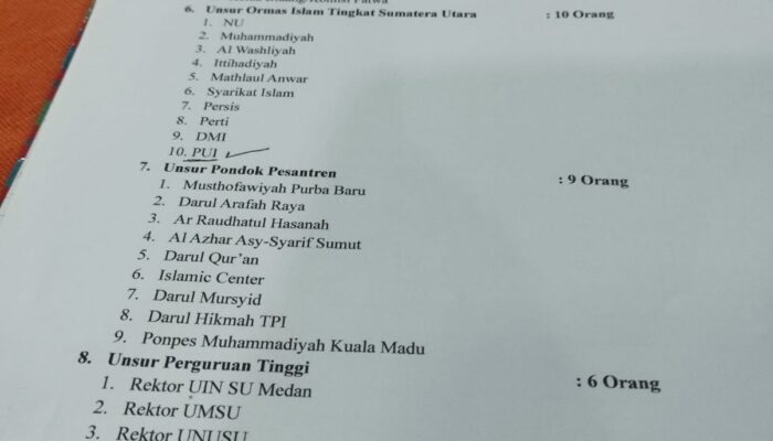 PUI Sumut Kecewa Tidak Masuk Peserta Musda MUI Sumut 2025