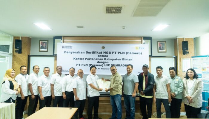 Sinergi PLN Dan BPN, Sertifikat HGB Jalur Transmisi 150 kV Air Raja–Kijang Resmi Diserahkan