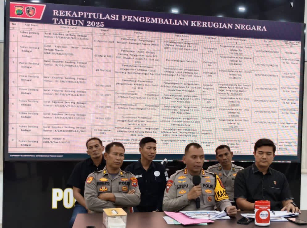 Polres Sergai Selamatkan Rp432,5 Juta Kerugian Negara Kasus Dana Desa Dan BOS 2025