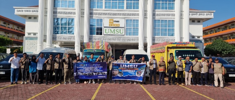 UMSU Serahkan Paket Bantuan Untuk Korban Banjir Di Aceh Tamiang