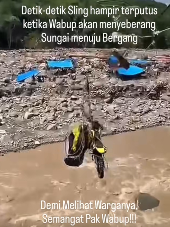 Wabup Hampir Naas, Tali Sling Penyeberangan Putus Saat Tinjau Korban Bencana Di Bergang