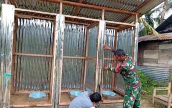 Satgas Gulbencal Kodam I/BB Bangun Fasilitas MCK Di Pengungsian Masjid Al Mubaroq