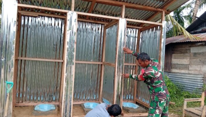 Satgas Gulbencal Kodam I/BB Bangun Fasilitas MCK Di Pengungsian Masjid Al Mubaroq
