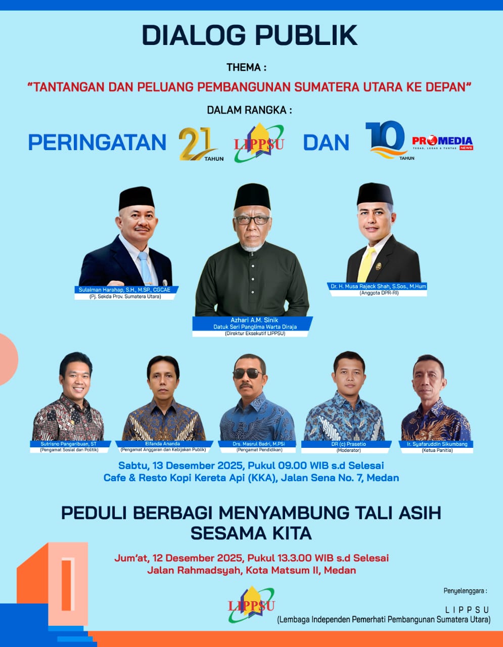 Sambut HUT Ke-21 Dan Ke-10, LIPPSU Dan Promedia Gelar Dialog Publik