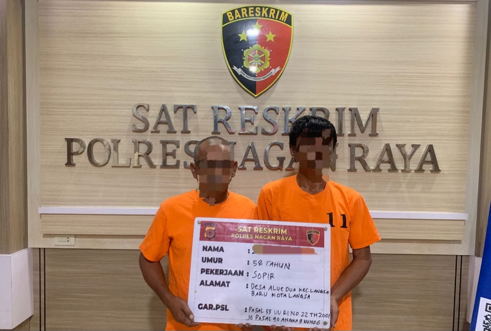 Dua Pelaku Bawa BBM Ilegal Diamankan Polres Nagan Raya