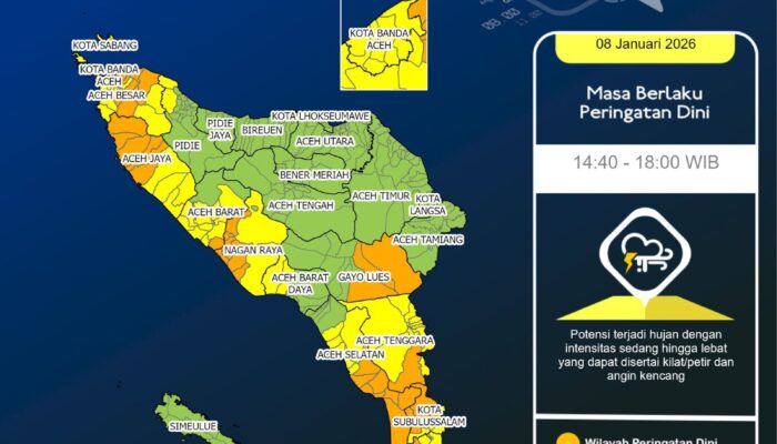 Cuaca Ekstrem Berpotensi Landa Aceh Tiga Hari Ke Depan