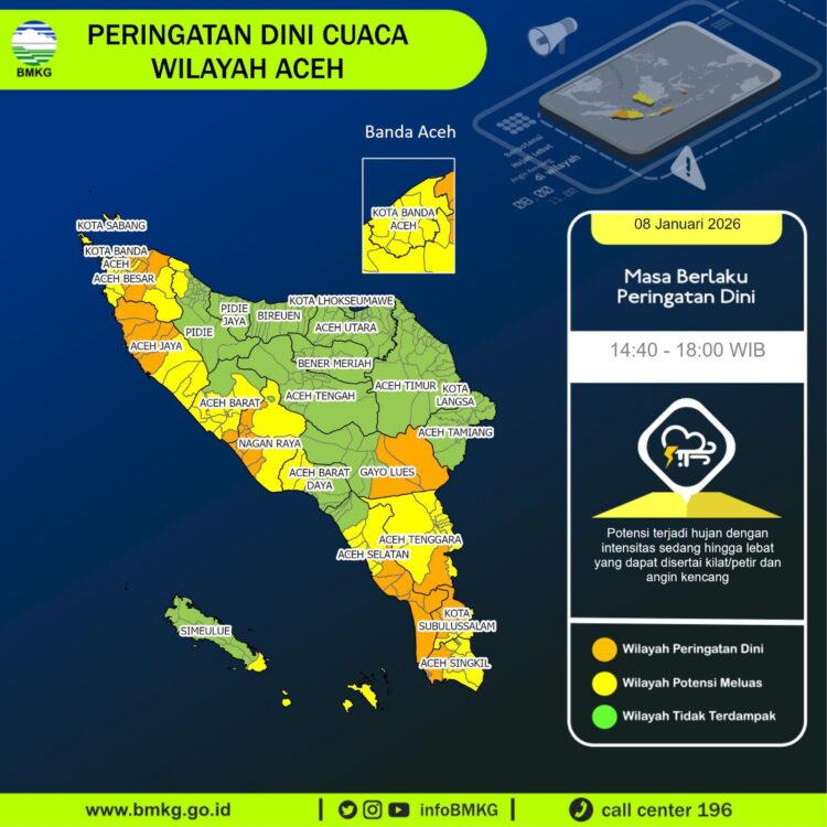 Cuaca Ekstrem Berpotensi Landa Aceh Tiga Hari Ke Depan