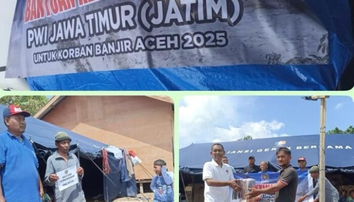 PWI Aceh Salurkan Bantuan Kemanusiaan PWI Jatim Dan Malang Raya Di Langkahan