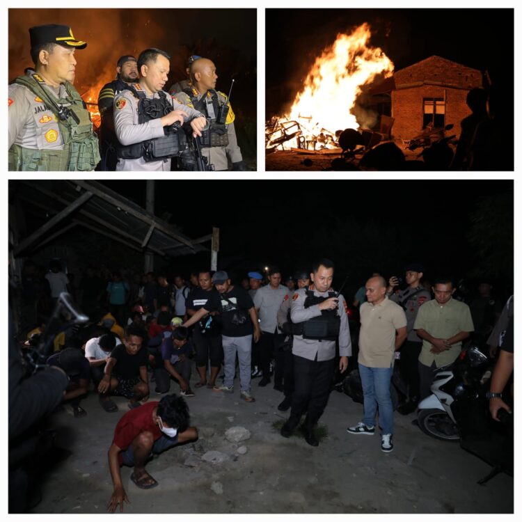Gerebek Ke-8 di Jl. Jermal 15, Puluhan Orang Diamankan, Barak Narkoba Dibakar