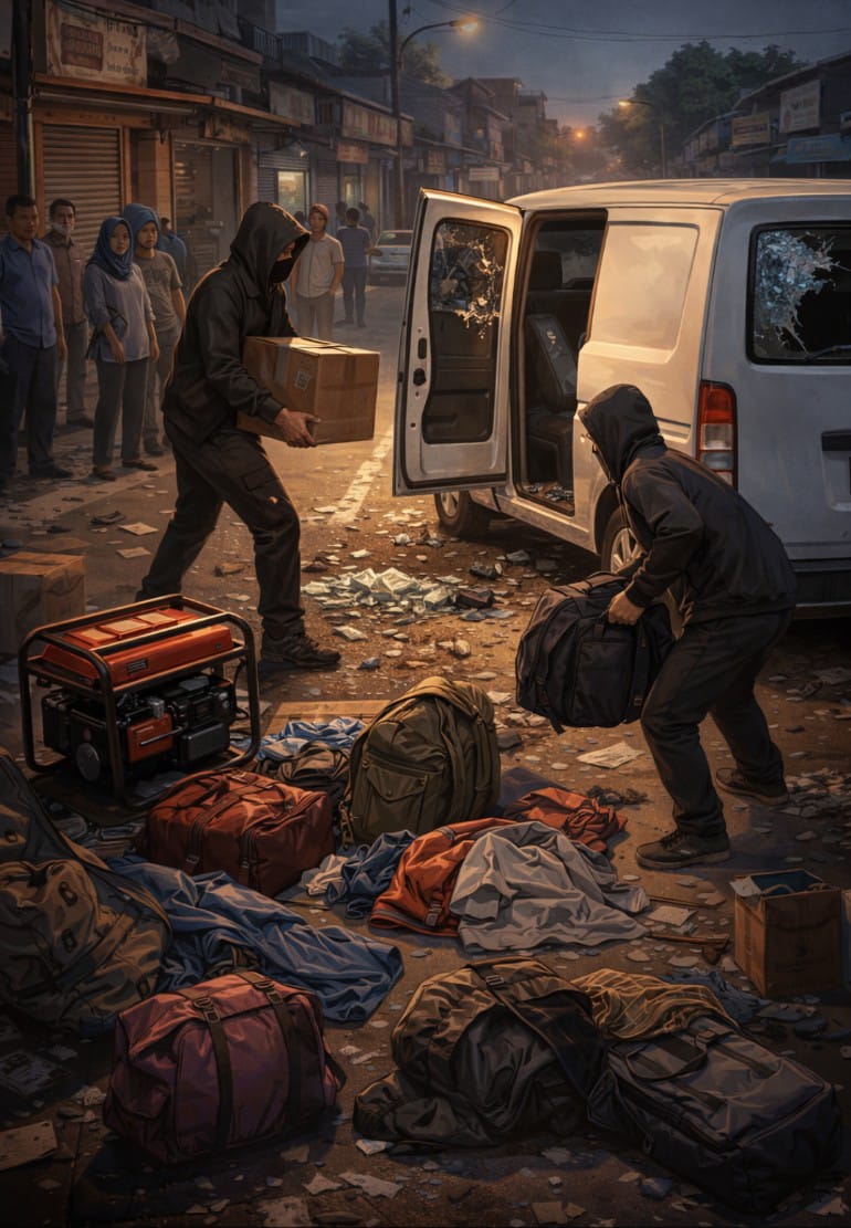 Mobil Relawan Asal Banten Dibobol di Medan Polonia