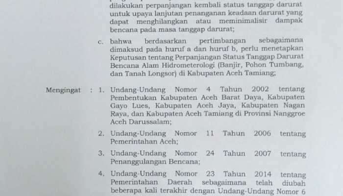 Status Darurat Untuk Aceh Tamiang Diperpanjang
