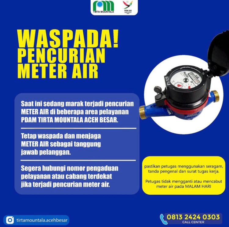 Marak Pencurian Water Meter, Warga Banda Aceh Merugi