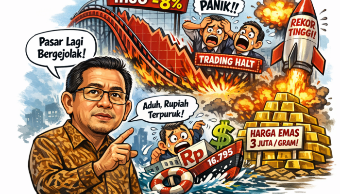 Pasar Bergejolak, IHSG Kena Trading Halt, Rupiah Melemah dan Harga Emas Melambung