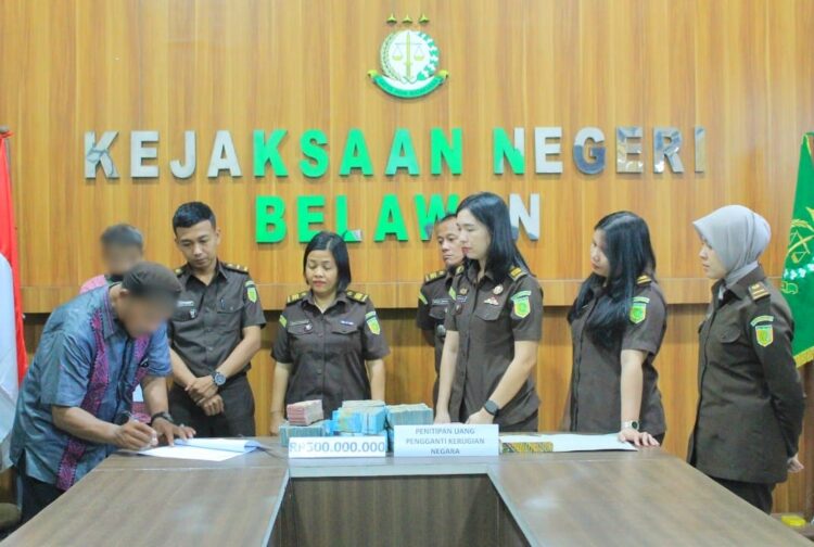 Kejari Belawan Terima Rp500 Juta Uang Pengganti Korupsi Dana BOS SMAN 19 Medan