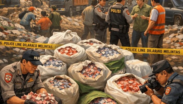 Heboh, Temuan 21 Karung Berisi Cacahan Uang Kertas Rupiah Di Bekasi