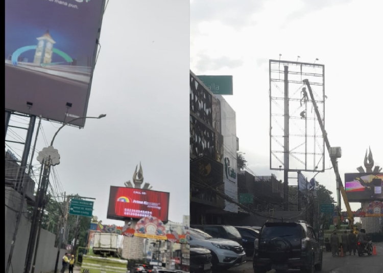 Pernah Tumbang, Warga Apresiasi Satpol PP Kota Medan Bongkar Papan Reklame Resahkan Warga Di Kampung Madras