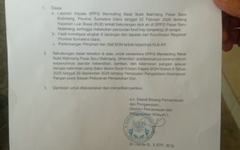 Setelah Viral, BGN Bekukan Sementara Operasional SPPG Bukit Malintang Madina