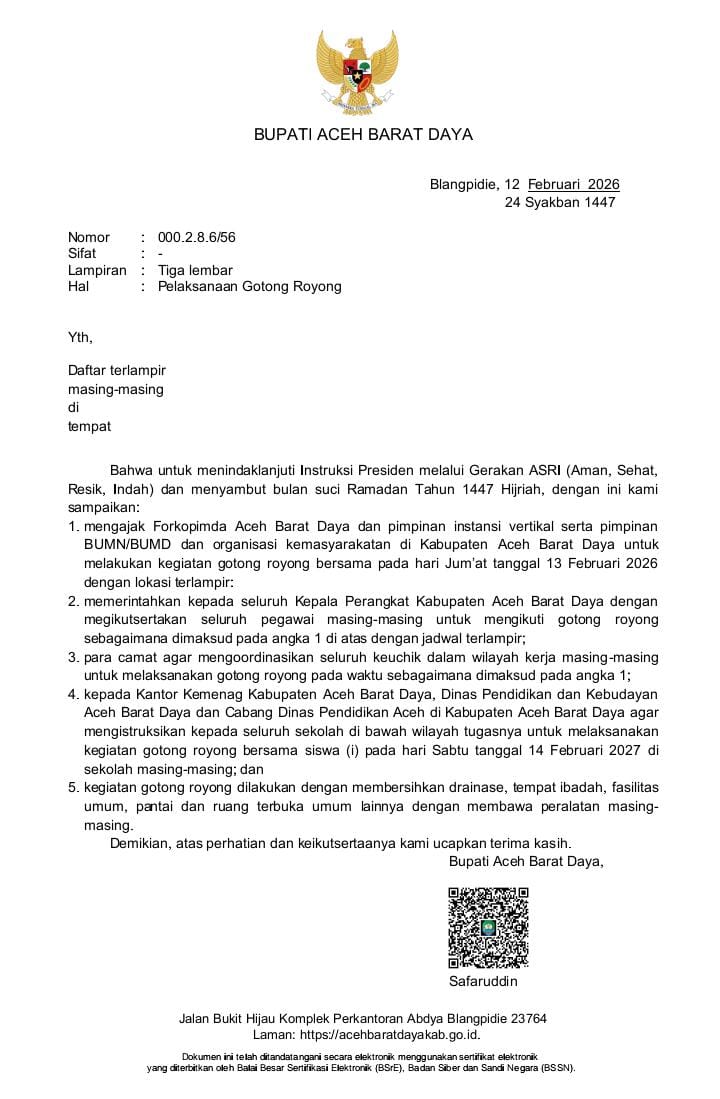 Daerah Bergerak, Abdya Jalankan Instruksi Presiden