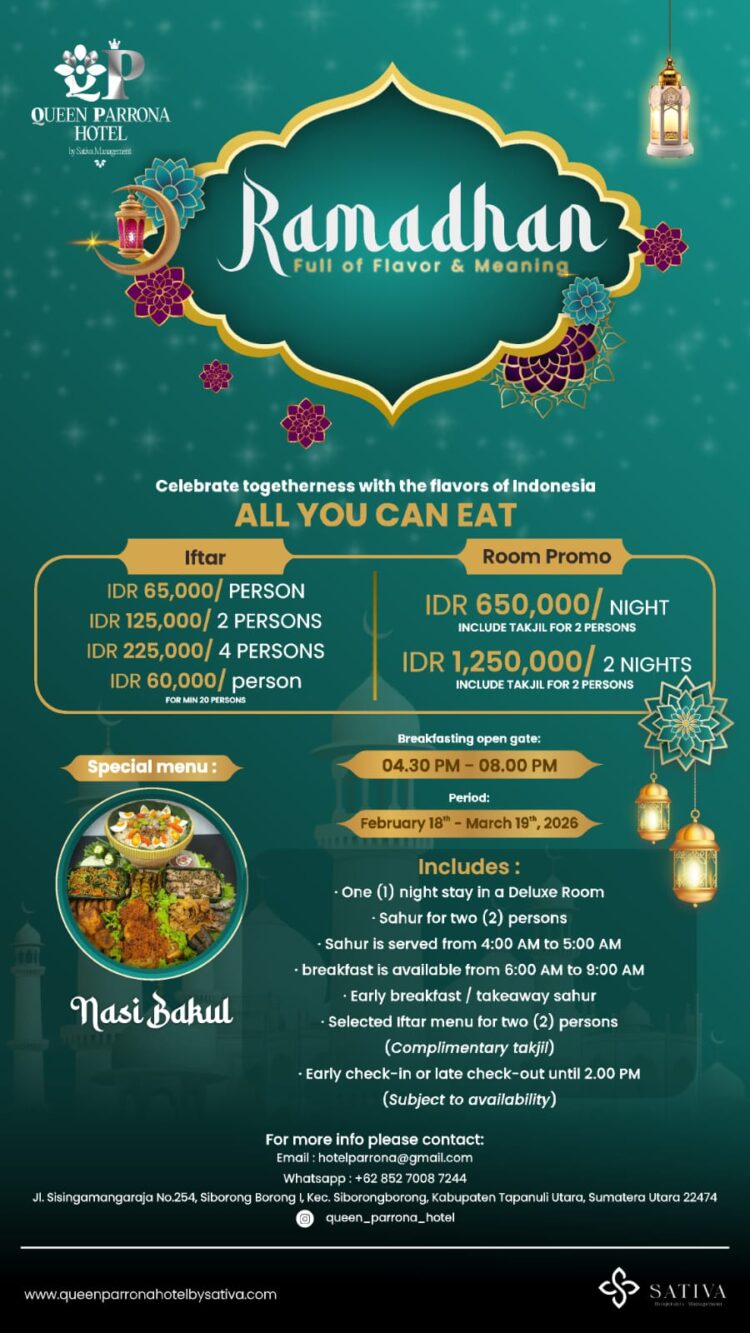 Ramadhan Penuh Rasa dan Makna Bersama Nasi Bakul Queen Parrona Hotel by Sativa dan Paket Kamar Menarik
