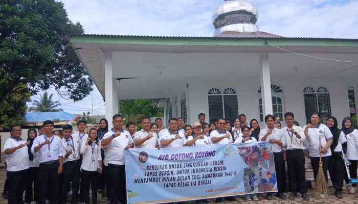 Jelang Ramadan, Lapas Binjai Gotong Royong Bersihkan Mushalla Al Ikhlas Limau Mungkur