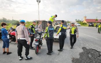 Jaga Kamtibmas Ramadhan, Satlantas Polres Binjai Gelar Patroli Gabungan Pasca Subuh