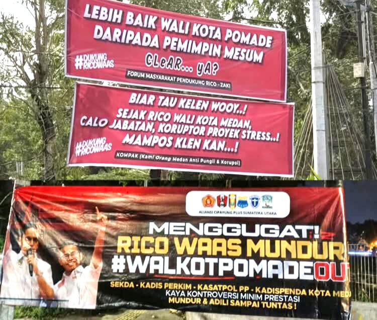 Spanduk “Lebih Baik Wali Kota Pomade Daripada Pemimpin Mesum”, Tarik Perhatian Publik Medan