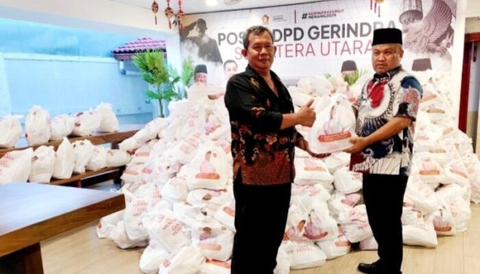HUT ke-18 Gerindra, 10.000 Paket Sembako Dibagikan ke Masyarakat Sumut