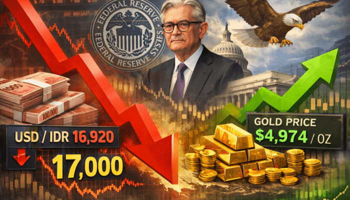 Rupiah Melemah Dekati 17.000, The Fed Hawkish; Emas Menguat