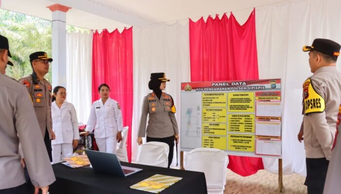 Kapolres Tebingtinggi Cek Kesiapan Pos Pengamanan Idul Fitri, Serahkan Paket Ke Personel