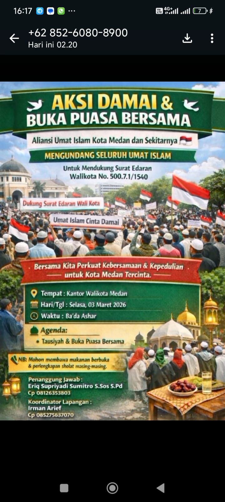 Sore Ini, Aliansi Umat Islam Kota Medan Gelar Aksi Damai Dukung SE Wali Kota