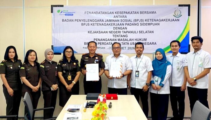 BPJS Ketenagakerjaan Padangsidimpuan Dan Kejari Tapanuli Selatan Teken MoU