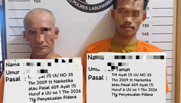 Polres Labuhanbatu Tangkap 2 Pelaku Narkoba, Sita 3,21 Gram Sabu