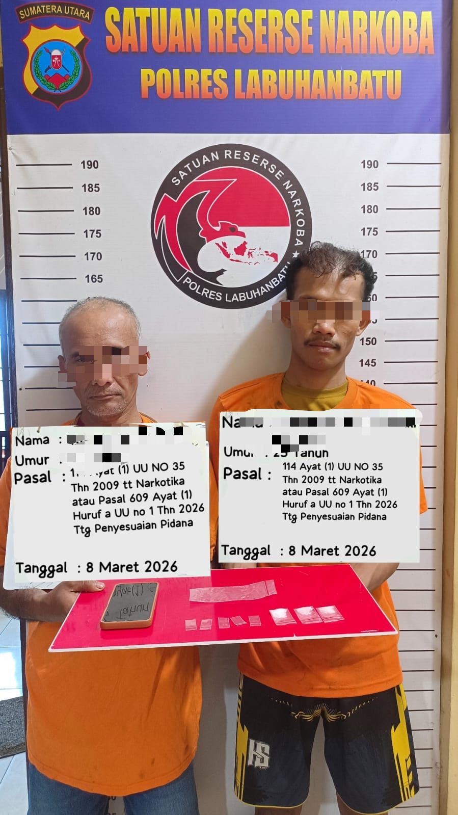 Polres Labuhanbatu Tangkap 2 Pelaku Narkoba, Sita 3,21 Gram Sabu