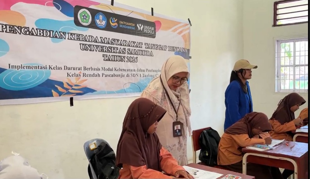 Dosen FKIP Unsam Dampingi Siswa Pascabanjir Di SDN 1 Tualang Cut Dengan Modul Edukasi Kebencanaan