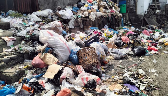 Sampah Menumpuk dan Berbau Menyengat di Jalan Keliling Pasar Kotanopan, Warga Geram