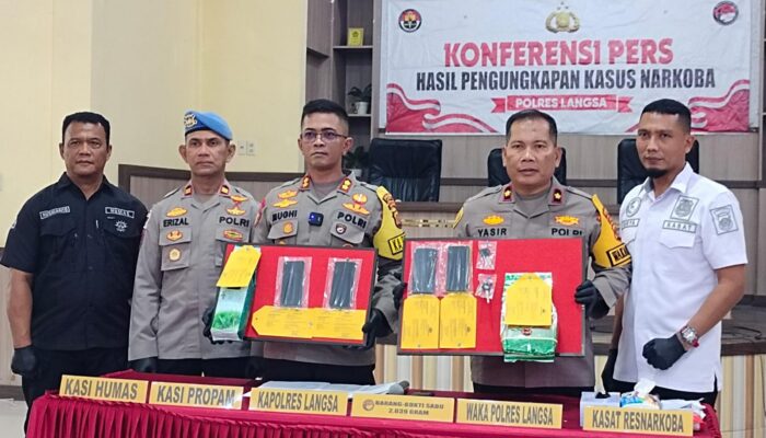 Polres Langsa Ringkus 4 Kurir Sabu, Barang Bukti 2 Kg