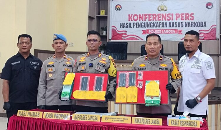 Polres Langsa Ringkus 4 Kurir Sabu, Barang Bukti 2 Kg