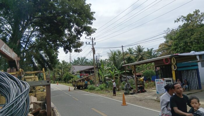 PLN Ganti Tiang Listrik Patah Tertabrak Mobil Rental