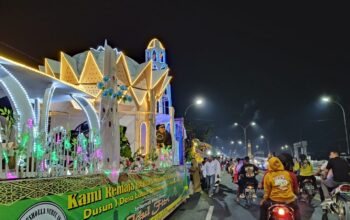 Pawai Takbiran Meriahkan Sergai, Ratusan Miniatur Masjid Padati Jalinsum