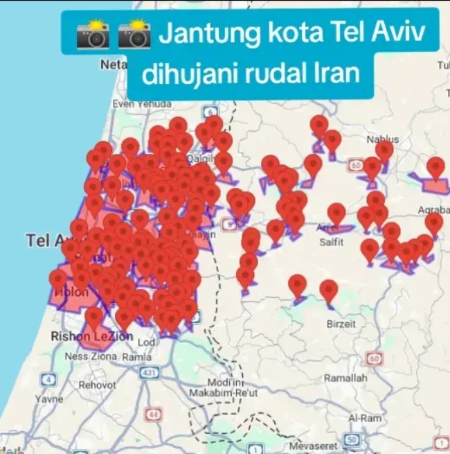 Rudal Iran Guncang Tel Aviv, Sirene Meraung