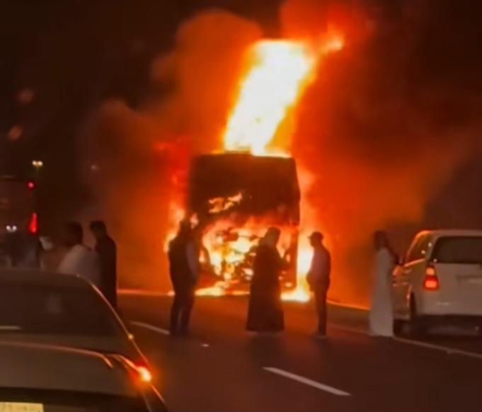 Bus Jamaah Umrah WNI Terbakar