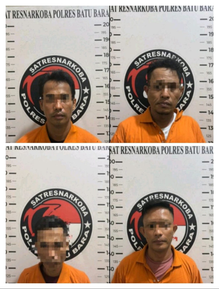 Sat Narkoba Polres Batubara Ringkus Empat Pria, Sita Hampir 2 Ons Sabu