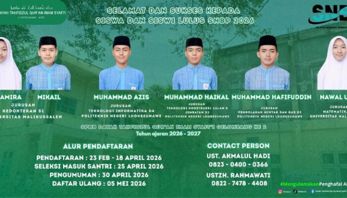 6 Santri DATAQU Imam Syafi’i Lulus Ke Berbagai PTN Melalui Jalur SNBP