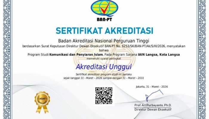 Prodi KPI IAIN Langsa Raih Akreditasi Unggul