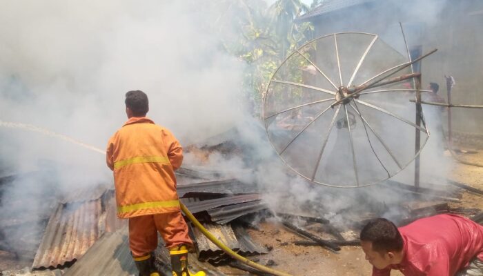 Diduga Korsleting Listrik, Rumah Semi Permanen di Madina Hangus Terbakar