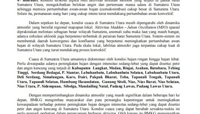 Waspada Potensi Cuaca Ekstrem, BPBD Samosir Imbau Masyarakat Tingkatkan Kesiapsiagaan