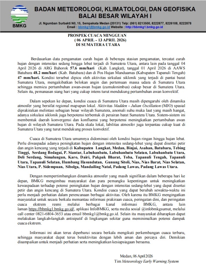 Waspada Potensi Cuaca Ekstrem, BPBD Samosir Imbau Masyarakat Tingkatkan Kesiapsiagaan