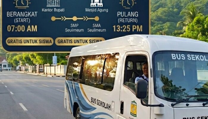 Pemkab Aceh Besar Sediakan Layanan Bus Sekolah Gratis Pelajar Jantho – Seulimuem PP